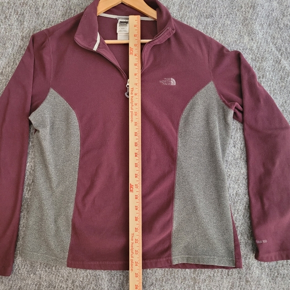 The North Face Womens 1/4Zip Fleece Pullover  Soft Womens Size XL Gray& Burgundy - Picture 3 of 5